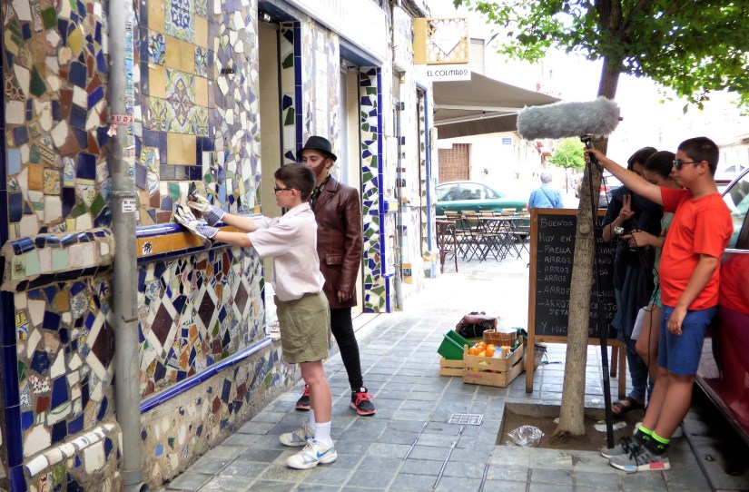 Un momento del rodaje ambientado en la casa del trencadís de Benimaclet