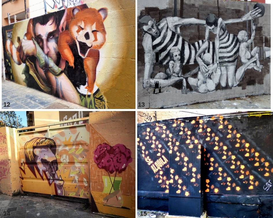 Collage con los murales urbanos de Benimaclet creados en 2018