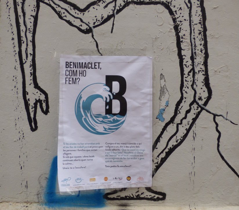 Uno de los carteles de L'Escullera en las calles de Benimaclet.
