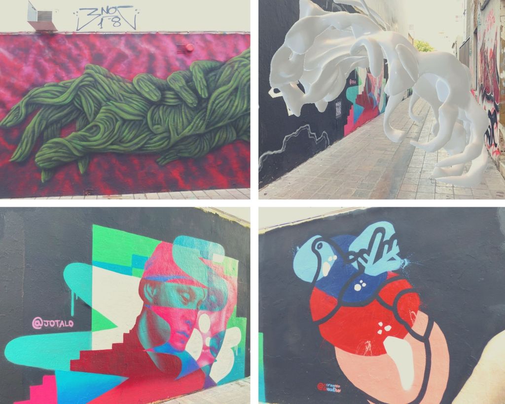 Murales de Juanjo Alba, Manel Bafaluy, JotaLo y Alfonso Desastre en Benimaclet.