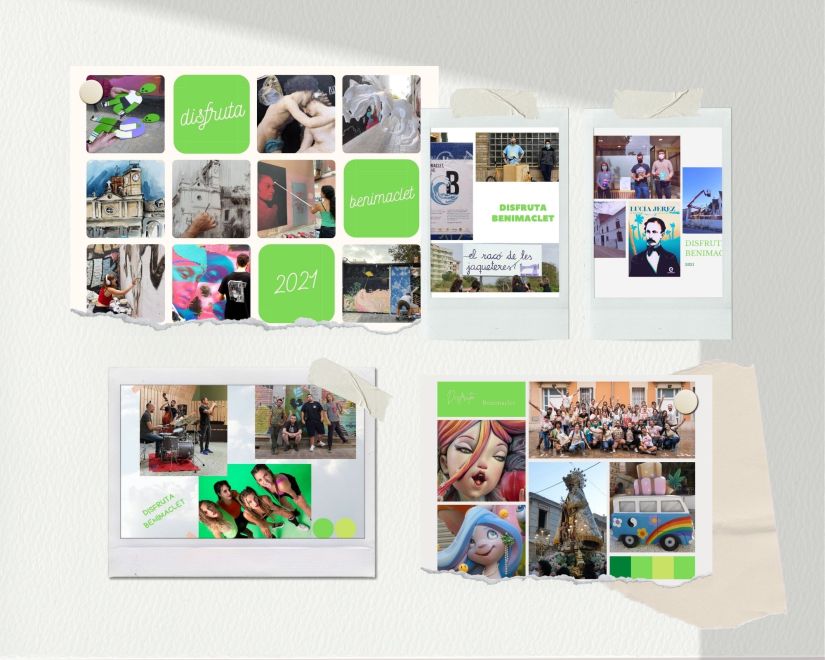 Collage con imágenes de los artículos 2021 sobre Benimaclet del blog Disfruta Benimaclet.