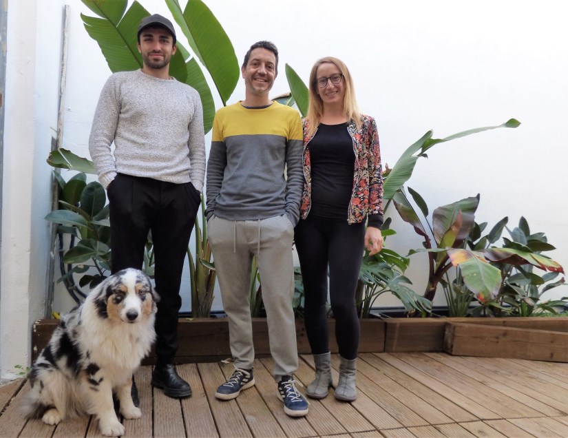 Gonzalo Cabañas, Raül Climent y Elisa Gómez (de izquierda a derecha)  en Estudio Menta, en Benimaclet.