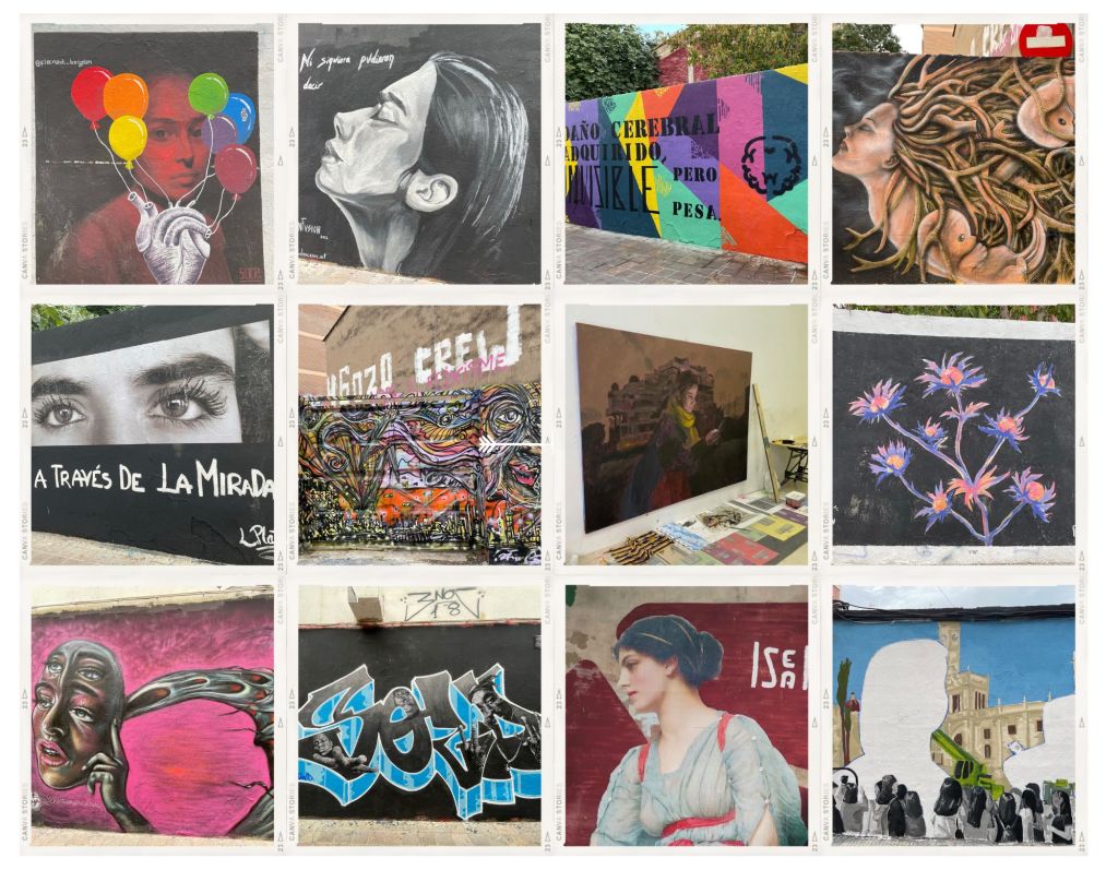 Collage con los nuevos murales urbanos de Benimaclet