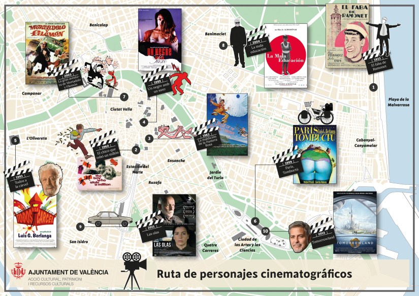 Plano de la ruta del cine que pasará por Benimaclet